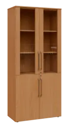 LXLE 5 - 8VS skříň léková, 4-dveřová, sklo čiré v liště, výsuvná deska, 2x zámek, 1800x800x400, buk