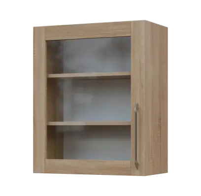 LXH - 6S horní skříňka, 1-dveřová, prosklená, levá, 730x600x300, dub bardolino