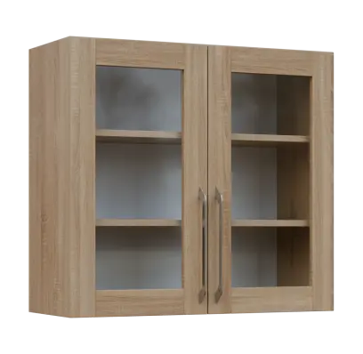 LXH - 8S horní skříňka, 2-dveřová, prosklená, 730x800x300, dub bardolino