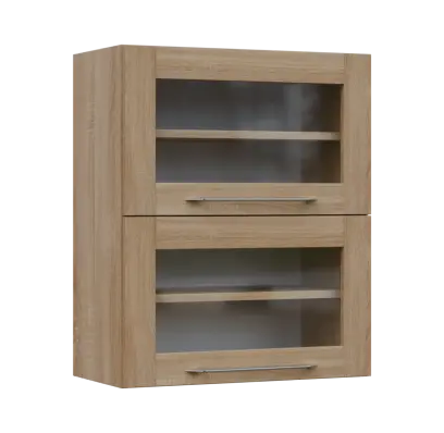 LXHVV - 6S horní skříňka, 2 výklopy, prosklená, 730x600x300, dub bardolino
