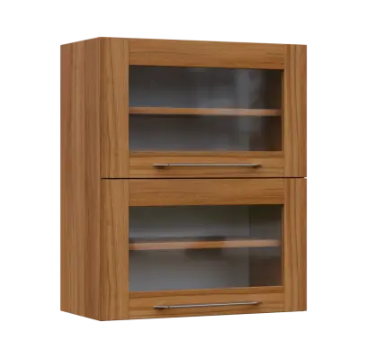 LXHVV - 6S horní skříňka, 2 výklopy, prosklená, 730x600x300, ořech světlý