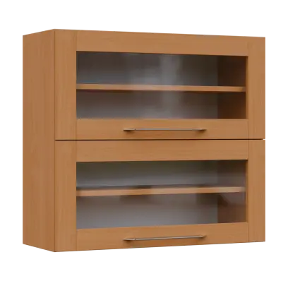 LXHVV - 8S horní skříňka, 2 výklopy, prosklená, 730x800x300, buk royal