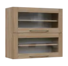 LXHVV - 8S horní skříňka, 2 výklopy, prosklená, 730x800x300, dub bardolino