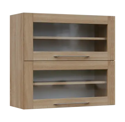 LXHVV - 8S horní skříňka, 2 výklopy, prosklená, 730x800x300, dub bardolino