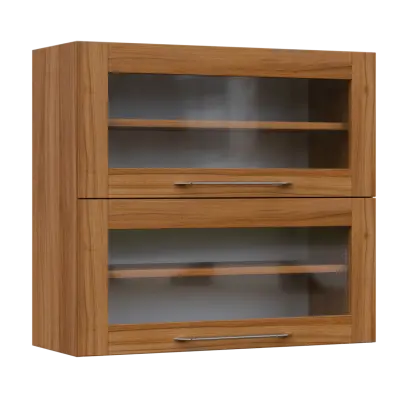 LXHVV - 8S horní skříňka, 2 výklopy, prosklená, 730x800x300, ořech světlý