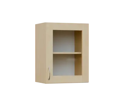 SH5 - 45S horní skříňka, 1-dveřová, prosklená, pravá, 580x450x300, bříza světlá