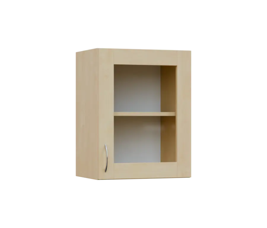 SH5 - 45S horní skříňka, 1-dveřová, prosklená, pravá, 580x450x300, bříza světlá