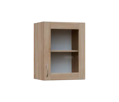 SH5 - 45S horní skříňka, 1-dveřová, prosklená, pravá, 580x450x300, dub bardolino