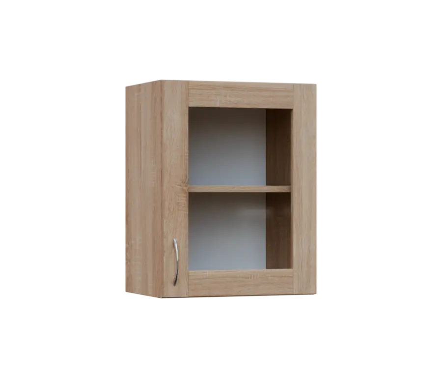 SH5 - 45S horní skříňka, 1-dveřová, prosklená, pravá, 580x450x300, dub bardolino