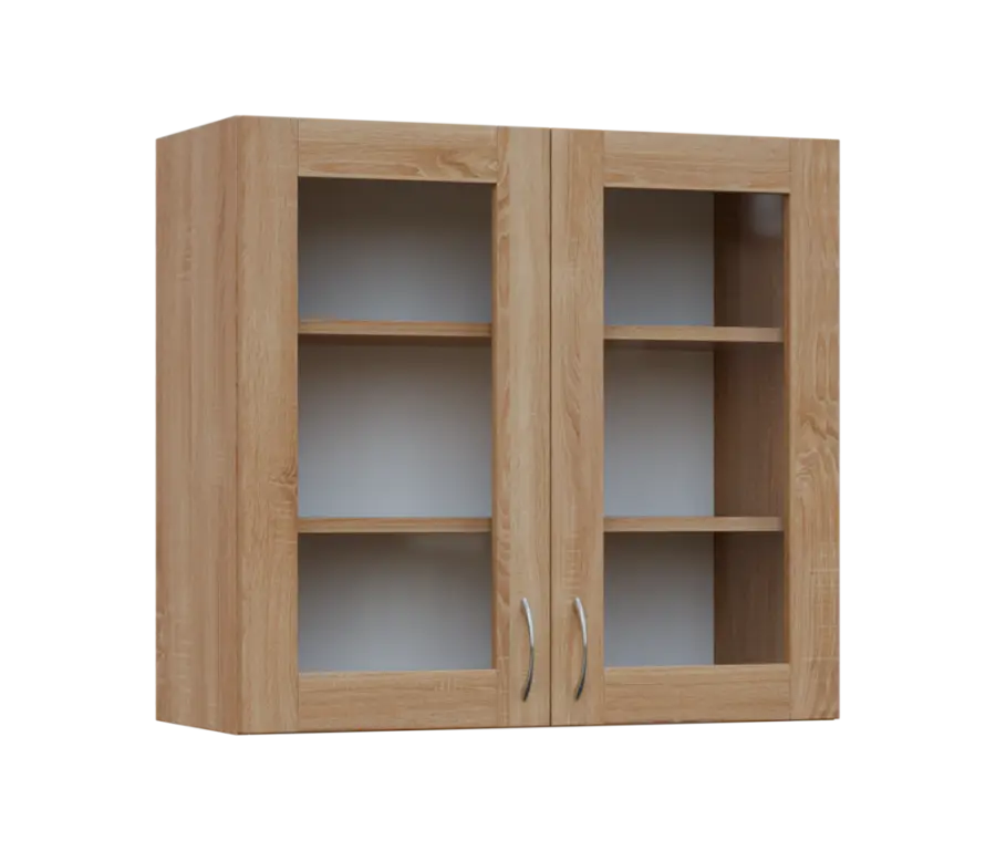 SH - 8S horní skříňka, 2-dveřová, prosklená, 730x800x300, dub bardolino