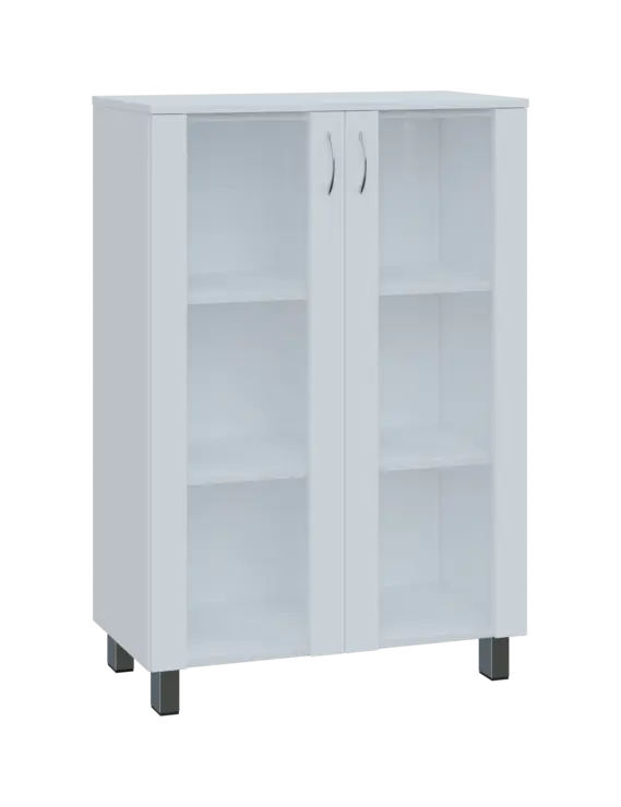 SN 3 - 8S kancelářská skříň, 2-dveřová, prosklená, 1180x800x400, bílá