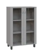 SN 3 - 8S kancelářská skříň, 2-dveřová, prosklená, 1180x800x400, šedá