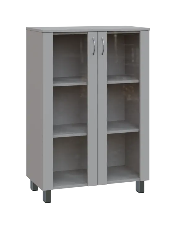 SN 3 - 8S kancelářská skříň, 2-dveřová, prosklená, 1180x800x400, šedá