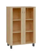 SN 3 - 8S kancelářská skříň, 2-dveřová, prosklená, 1180x800x400, bříza světlá