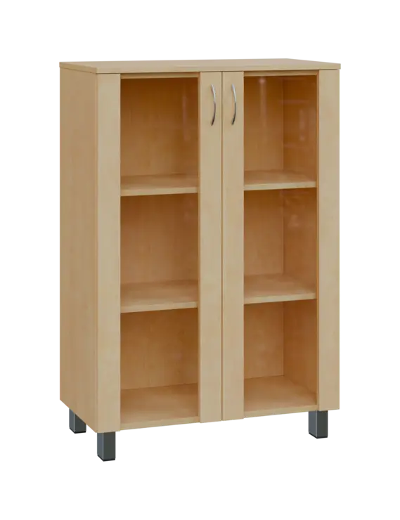 SN 3 - 8S kancelářská skříň, 2-dveřová, prosklená, 1180x800x400, bříza světlá