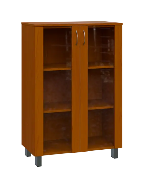 SN 3 - 8S kancelářská skříň, 2-dveřová, prosklená, 1180x800x400, třešeň šumavská