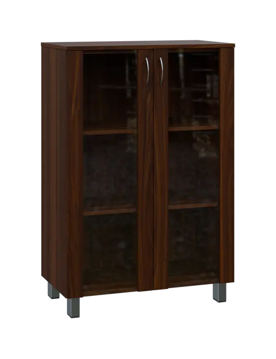 SN 3 - 8S kancelářská skříň, 2-dveřová, prosklená, 1180x800x400, ořech královský