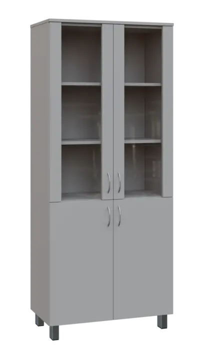 SN 5 - 8DS kancelářská skříň, 4-dveřová/prosklená, 1876x800x400, šedá