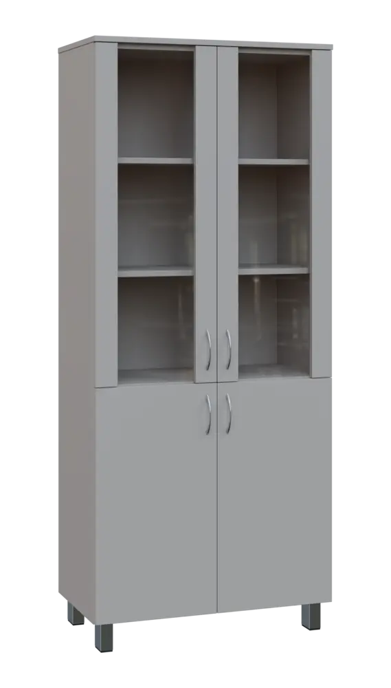 SN 5 - 8DS kancelářská skříň, 4-dveřová/prosklená, 1876x800x400, šedá