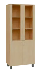 SN 5 - 8DS kancelářská skříň, 4-dveřová/prosklená, 1876x800x400, bříza světlá