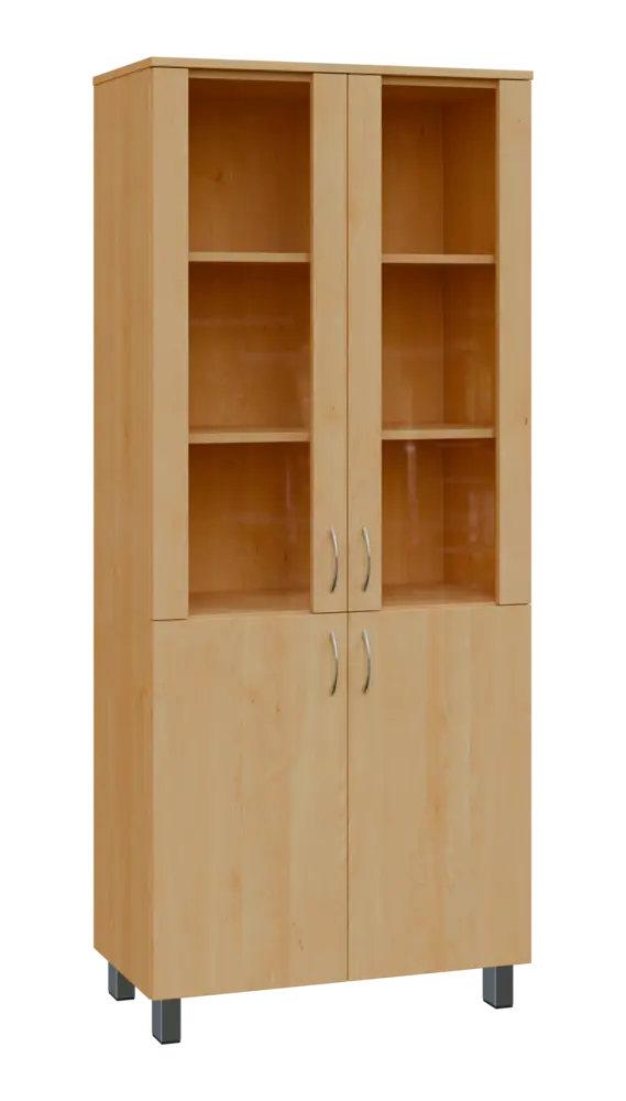 SN 5 - 8DS kancelářská skříň, 4-dveřová/prosklená, 1876x800x400, javor horský