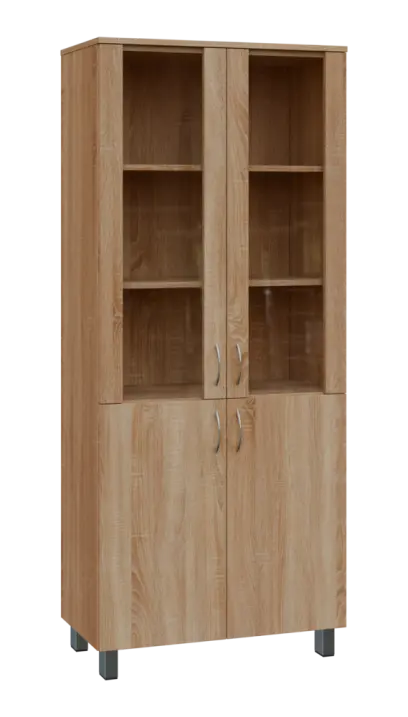 SN 5 - 8DS kancelářská skříň, 4-dveřová/prosklená, 1876x800x400, dub bardolino