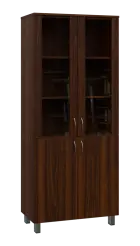 SN 5 - 8DS kancelářská skříň, 4-dveřová/prosklená, 1876x800x400, ořech královský