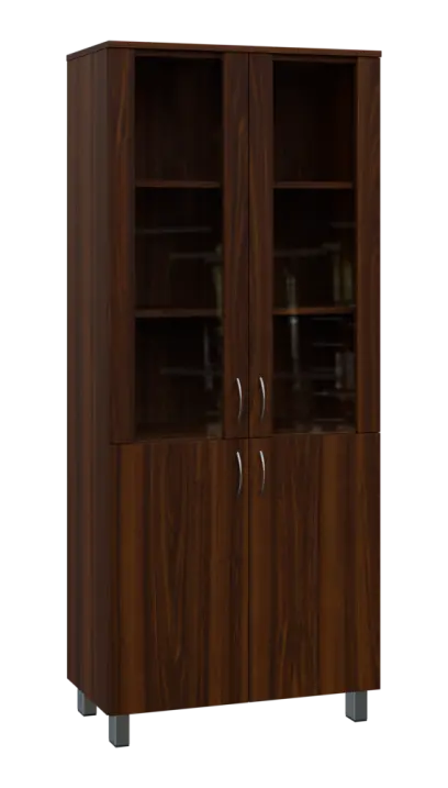 SN 5 - 8DS kancelářská skříň, 4-dveřová/prosklená, 1876x800x400, ořech královský