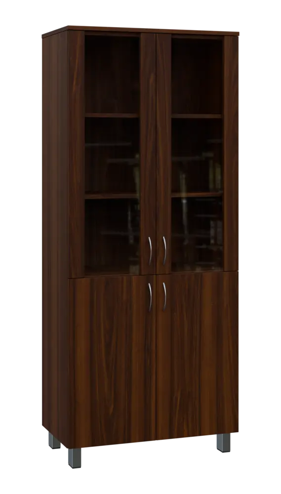 SN 5 - 8DS kancelářská skříň, 4-dveřová/prosklená, 1876x800x400, ořech královský