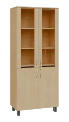 SLE 5 - 8VS skříň léková, 4-dveřová, sklo čiré v liště, výsuvná deska, 2x zámek, 1876x800x400, bříza