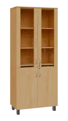 SLE 5 - 8VS skříň léková, 4-dveřová, sklo čiré v liště, výsuvná deska, 2x zámek, 1876x800x400, javor
