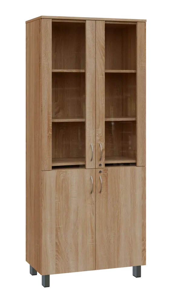 SLE 5 - 8VS skříň léková, 4-dveřová, sklo čiré v liště, výsuvná deska, 2x zámek, 1876x800x400, dub bardolino