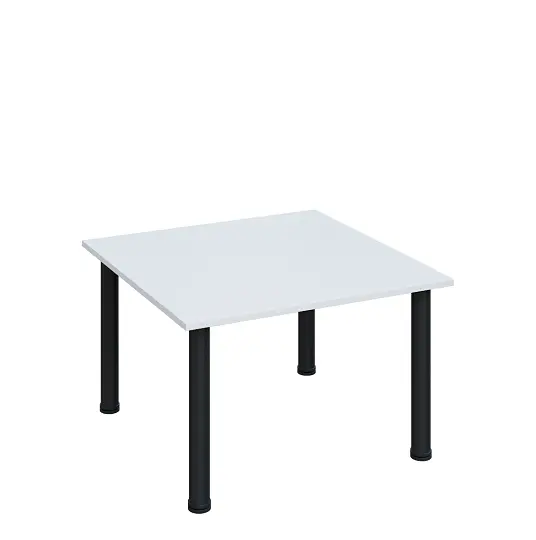 G-43 Konferenční stolek 800 x 800 mm, deska 18 mm, bílá / nohy černé RAL9005