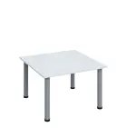 G-43 Konferenční stolek 800 x 800 mm, deska 18 mm, bílá / nohy stříbrné RAL9006
