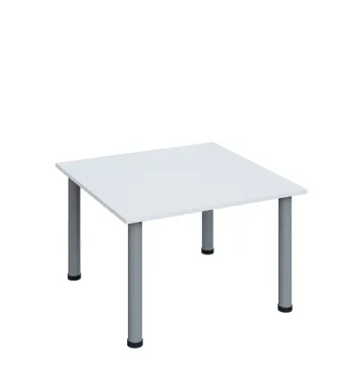 G-43 Konferenční stolek 800 x 800 mm, deska 18 mm, bílá / nohy stříbrné RAL9006