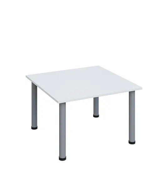 G-43 Konferenční stolek 800 x 800 mm, deska 18 mm, bílá / nohy stříbrné RAL9006