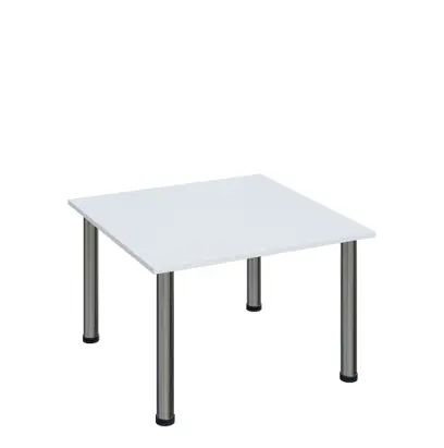 G-43 Konferenční stolek 800 x 800 mm, deska 18 mm, bílá / nohy chrom