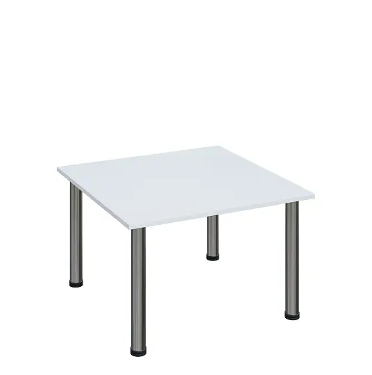 G-43 Konferenční stolek 800 x 800 mm, deska 18 mm, bílá / nohy chrom