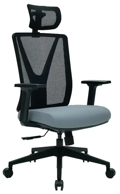 XENA kancelářská židle s podhlavníkem, kříž černý, šedá