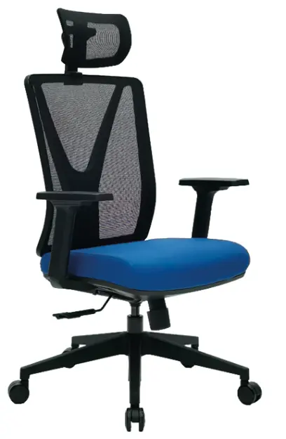 XENA kancelářská židle s podhlavníkem, kříž černý, modrá