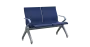 FLOWER - 2, polyuretanová lavice do čekárny, 2-sedák, modrá, kostra stříbrná