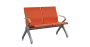 FLOWER - 2, polyuretanová lavice do čekárny, 2-sedák, oranžová, kostra stříbrná