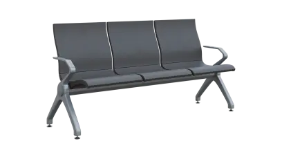 FLOWER - 3, polyuretanová lavice do čekárny, 3-sedák, šedá, kostra stříbrná