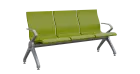 FLOWER - 3, polyuretanová lavice do čekárny, 3-sedák, jarní zeleň, kostra stříbrná