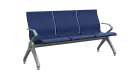 FLOWER - 3, polyuretanová lavice do čekárny, 3-sedák, modrá, kostra stříbrná