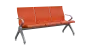 FLOWER - 3, polyuretanová lavice do čekárny, 3-sedák, oranžová, kostra stříbrná