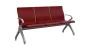 FLOWER - 3, polyuretanová lavice do čekárny, 3-sedák, vínová, kostra stříbrná