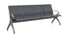 FLOWER - 4, polyuretanová lavice do čekárny, 4-sedák, šedá, kostra stříbrná