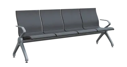 FLOWER - 4, polyuretanová lavice do čekárny, 4-sedák, šedá, kostra stříbrná