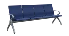 FLOWER - 4, polyuretanová lavice do čekárny, 4-sedák, modrá, kostra stříbrná
